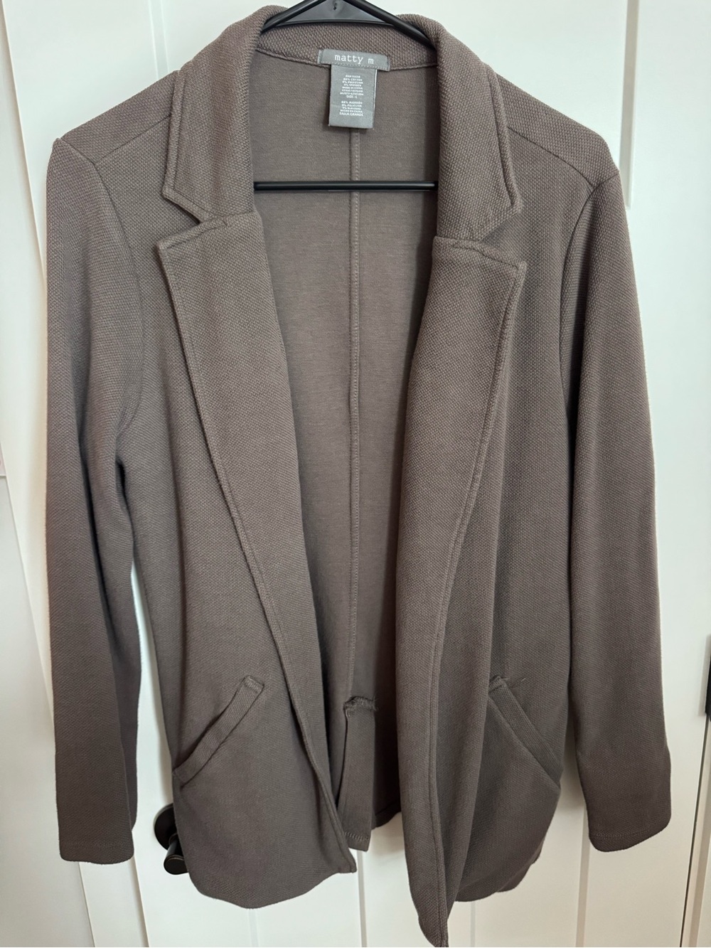 Matty M Taupe Knit Open-Front Blazer